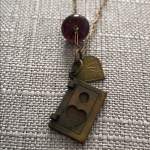 I love you open book charm necklace